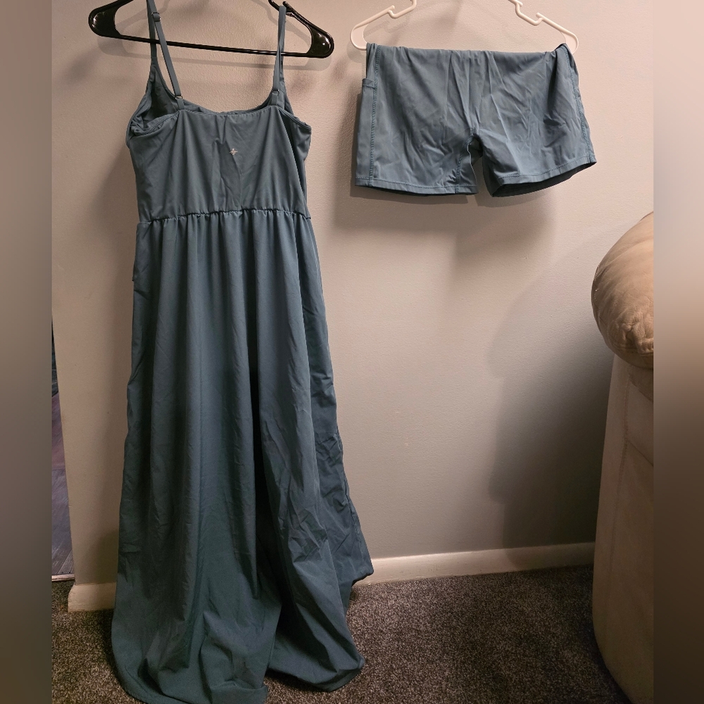 Halara Breezeful High Low 2-Piece Pocket Flowy Midi Quick Dry Casual Dress LARGE - Picture 2 of 2